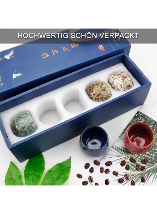 LODROC 5 Pcs 160ML Coffee Cups Ceramic Mug Set with Exquisite Box, Dishwasher Safe Espresso Cup, Without Handle Coffee Cups Ceramic for Espresso Macchiato Cappuccino Moka Tea, Gift Box - Image 2